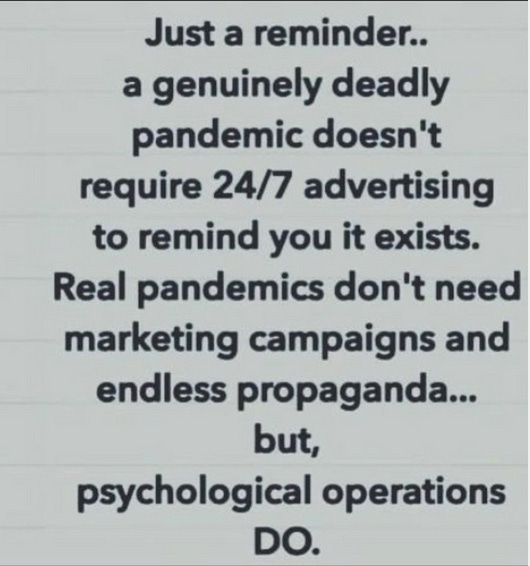 A real pandemic doesn't need endless propaganda, but psy-ops do
